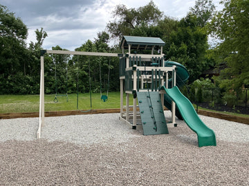Adventure World vinyl play set installed by Fenceworks in Highland Park, IL