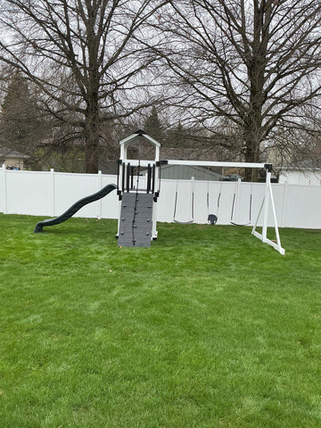 Adventure World vinyl play set installed by Fenceworks in Indiana
