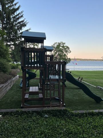 Adventure World vinyl play set installed by Fenceworks in Lake Geneva, WI