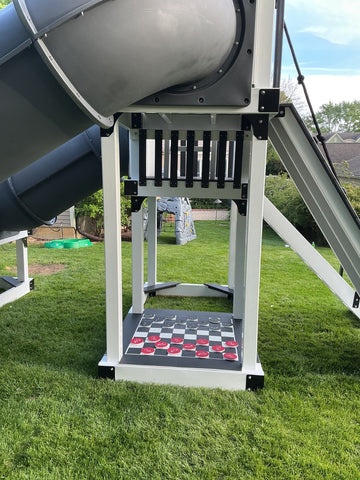 Adventure World vinyl play set installed by Fenceworks in Libertyville, IL