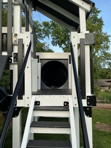 Adventure World vinyl play set installed by Fenceworks in Libertyville, IL
