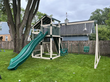 Adventure World vinyl play set installed by Fenceworks in Mount Prospect, IL