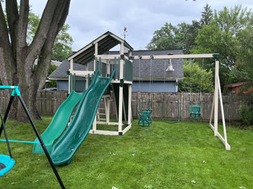 Adventure World vinyl play set installed by Fenceworks in Mount Prospect, IL