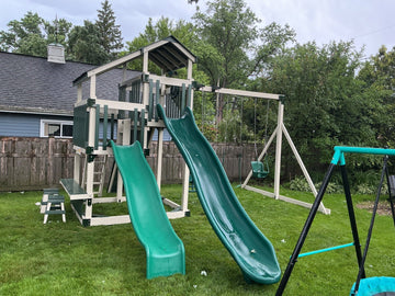 Adventure World vinyl play set installed by Fenceworks in Mount Prospect, IL