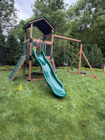 Adventure World vinyl play set installed by Fenceworks in Northbrook, IL