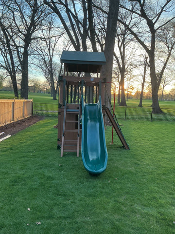 Adventure World vinyl play set installed by Fenceworks in Skokie, IL