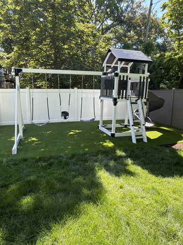 Adventure World vinyl play set installed by Fenceworks in Winnetka, IL