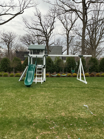 Adventure World vinyl play set installed by Fenceworks in Winnetka, IL