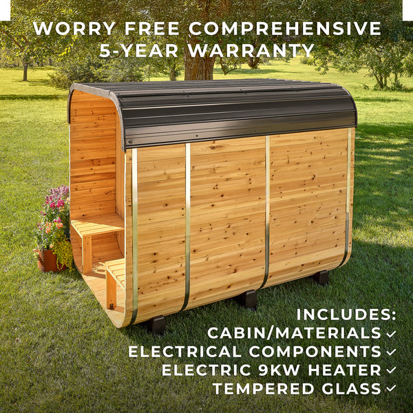 Lennon Outdoor Cube Sauna with Porch – 4-6 Person – view 2