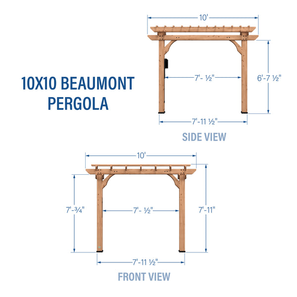 Beaumont Pergola-10x10-Light Brown – view 2