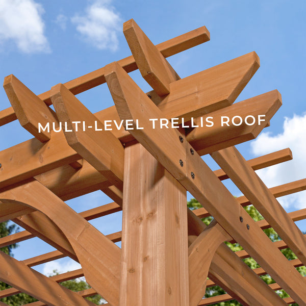 Beaumont Pergola-10x10-Light Brown – view 6