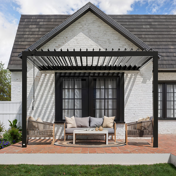 12x10 Evanston Wall Mounted Louvered Pergola – view 5