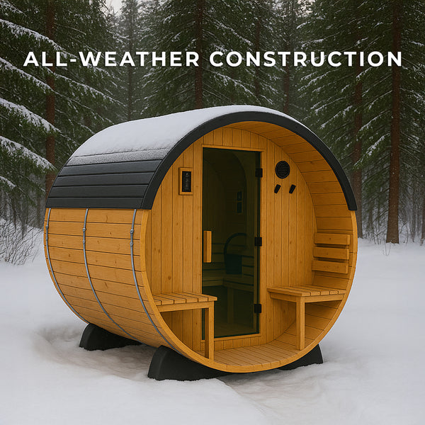Paxton Outdoor Barrel Sauna with Porch – 2-4 Person – view 5