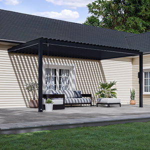 18x10 Evanston Wall Mounted Louvered Pergola – Pergola