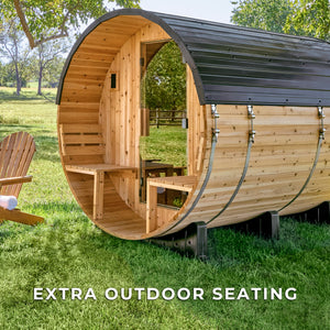 Paxton Outdoor Barrel Sauna with Porch – 4-6 Person – view 8