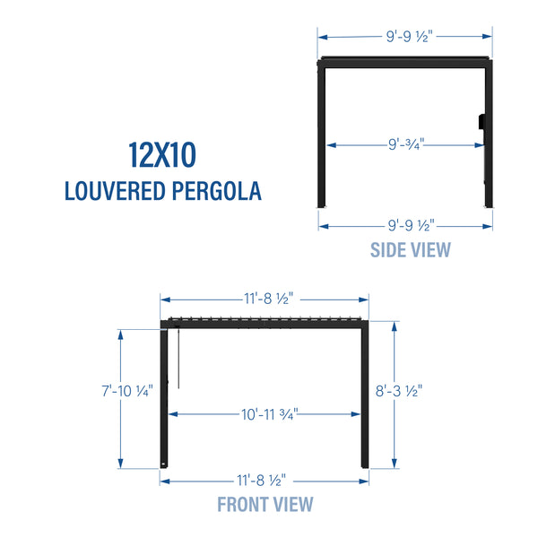 12x10 Sarasota Steel Louvered Pergola – view 2