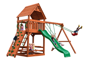 Original Fort Combo 2 Playset with Wood Roof — Green accessories, natural wood roof