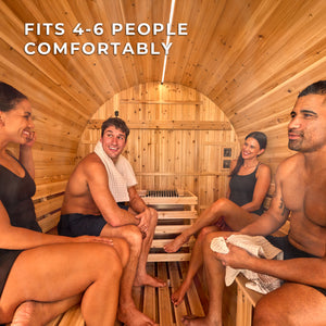 Paxton Outdoor Barrel Sauna with Porch – 4-6 Person – view 7