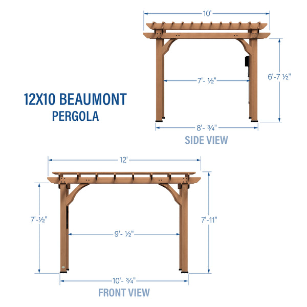 12x10 Beaumont Pergola – view 2