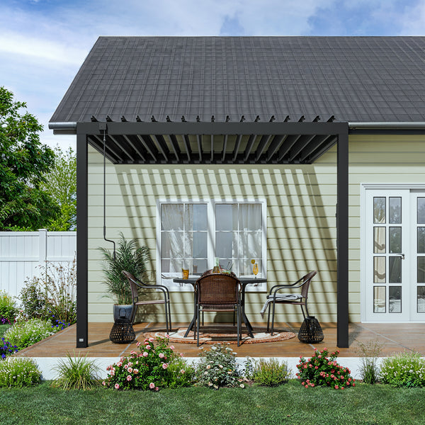 10x10 Evanston Wall Mounted Louvered Pergola – view 5