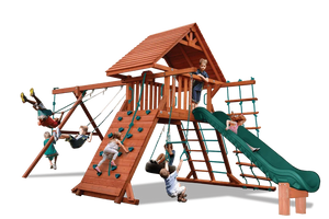 Turbo Original Playcenter Combo 2 Playset with Wood Roof — Green accessories, natural wood roof